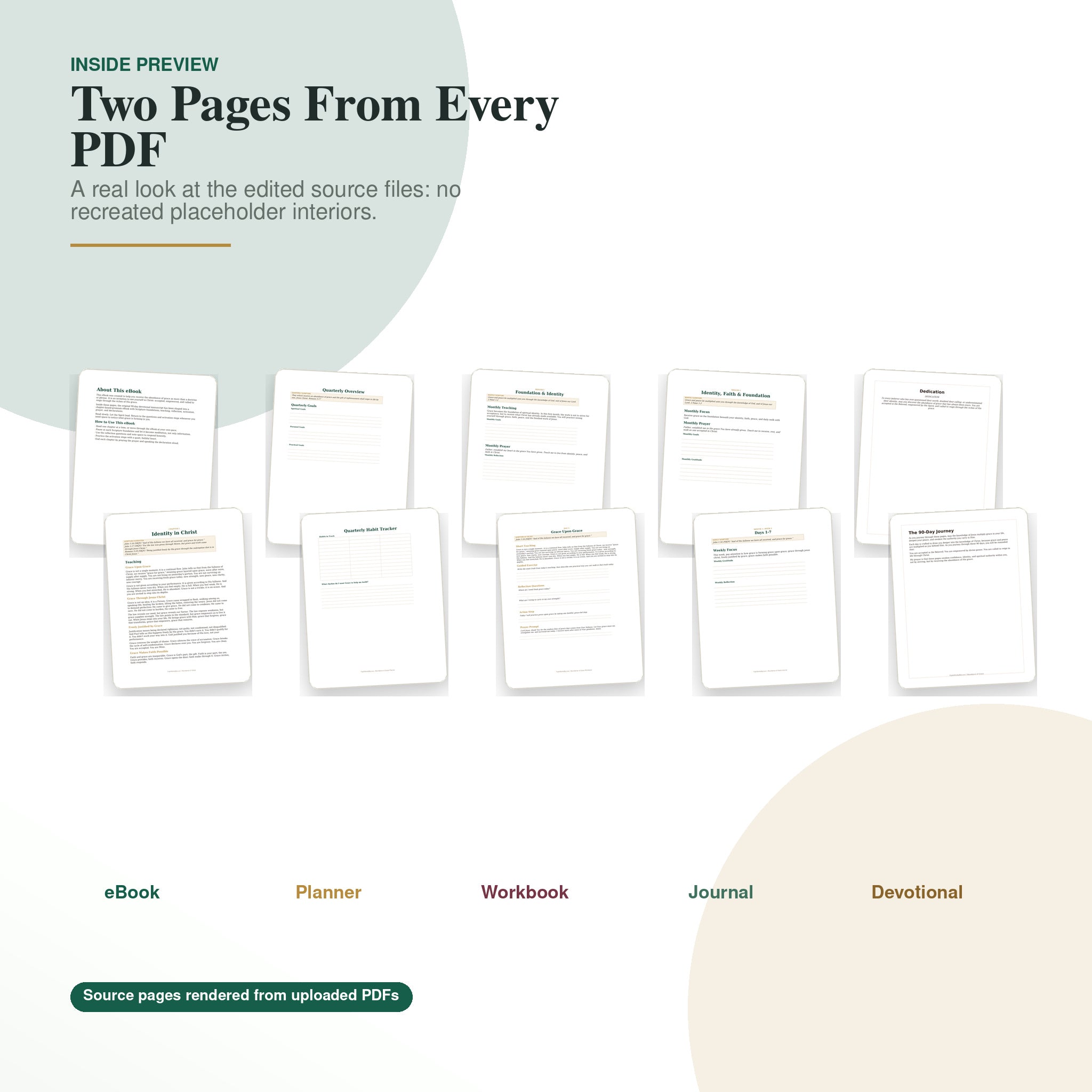 Inside preview pages from each Abundance of Grace PDF resource