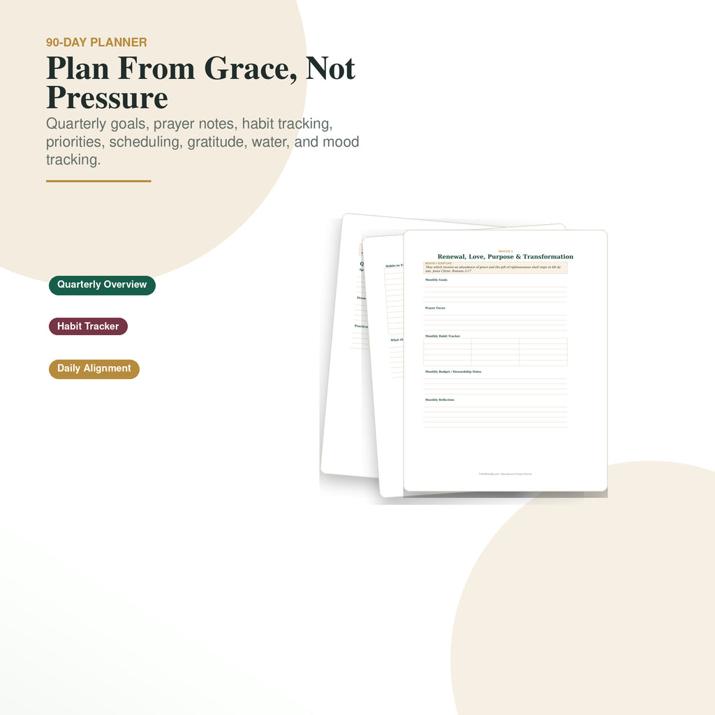 90-day spiritual alignment planner included in Abundance of Grace