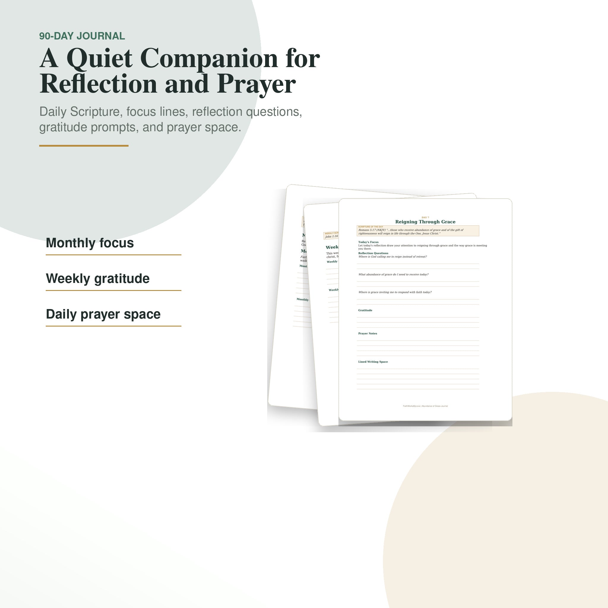 90-day guided journal included in Abundance of Grace