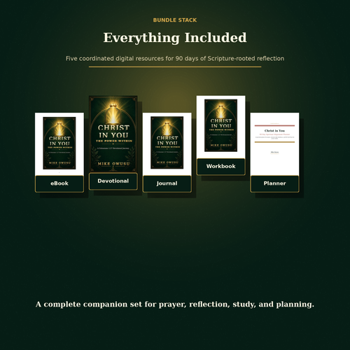 Christ in You five PDF bundle stack showing eBook devotional journal workbook and planner