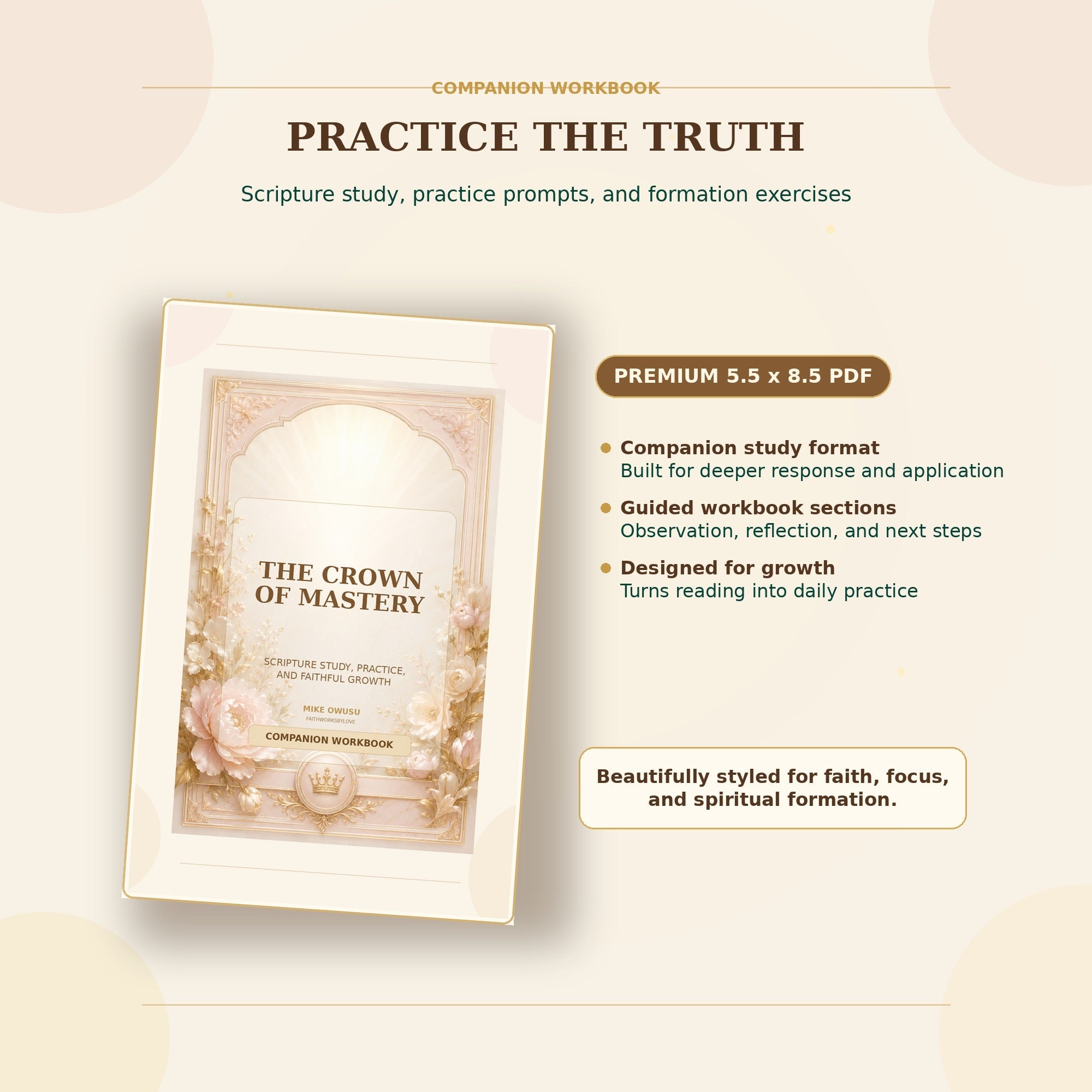 The Crown of Mastery companion workbook PDF included in the bundle