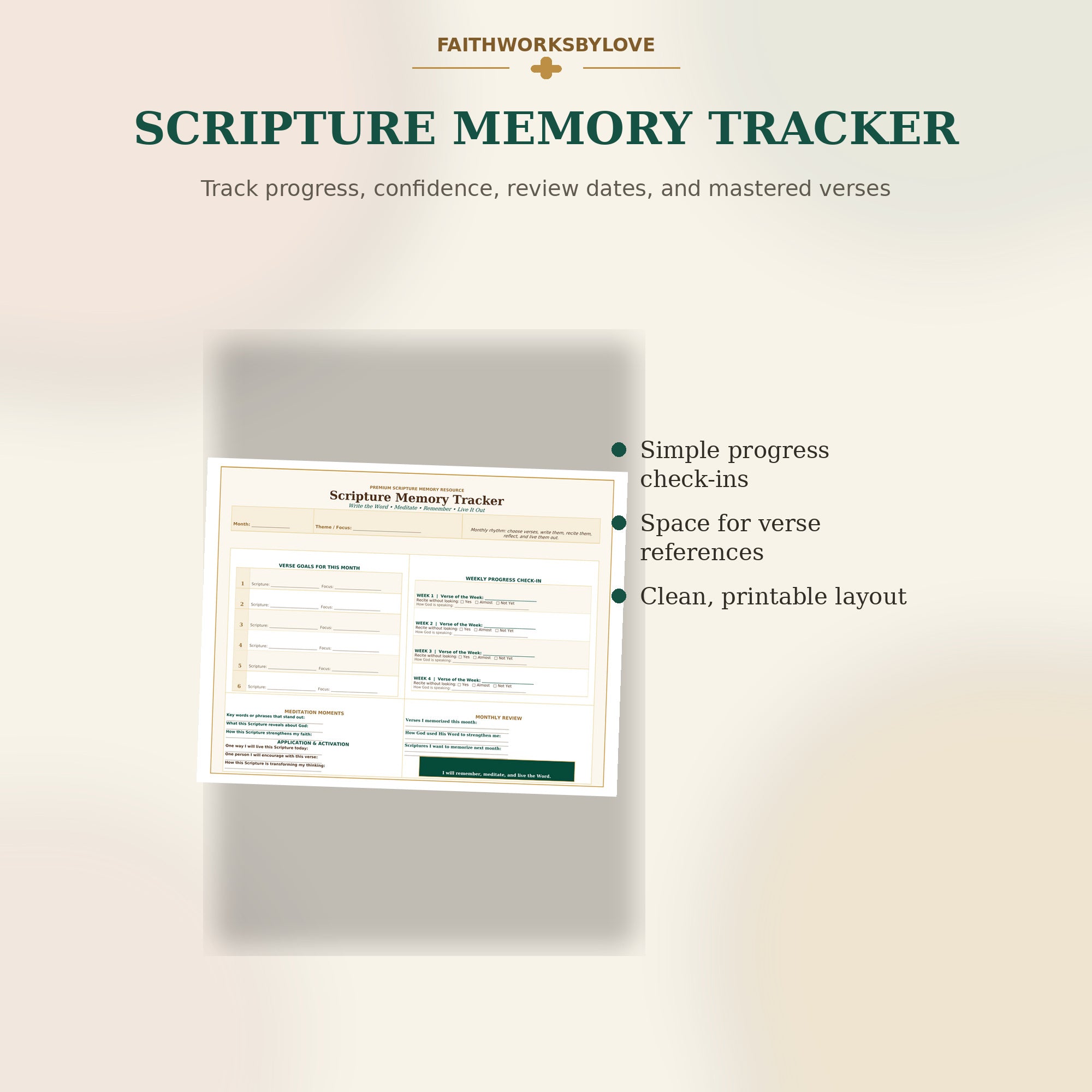 Scripture memory tracker page preview