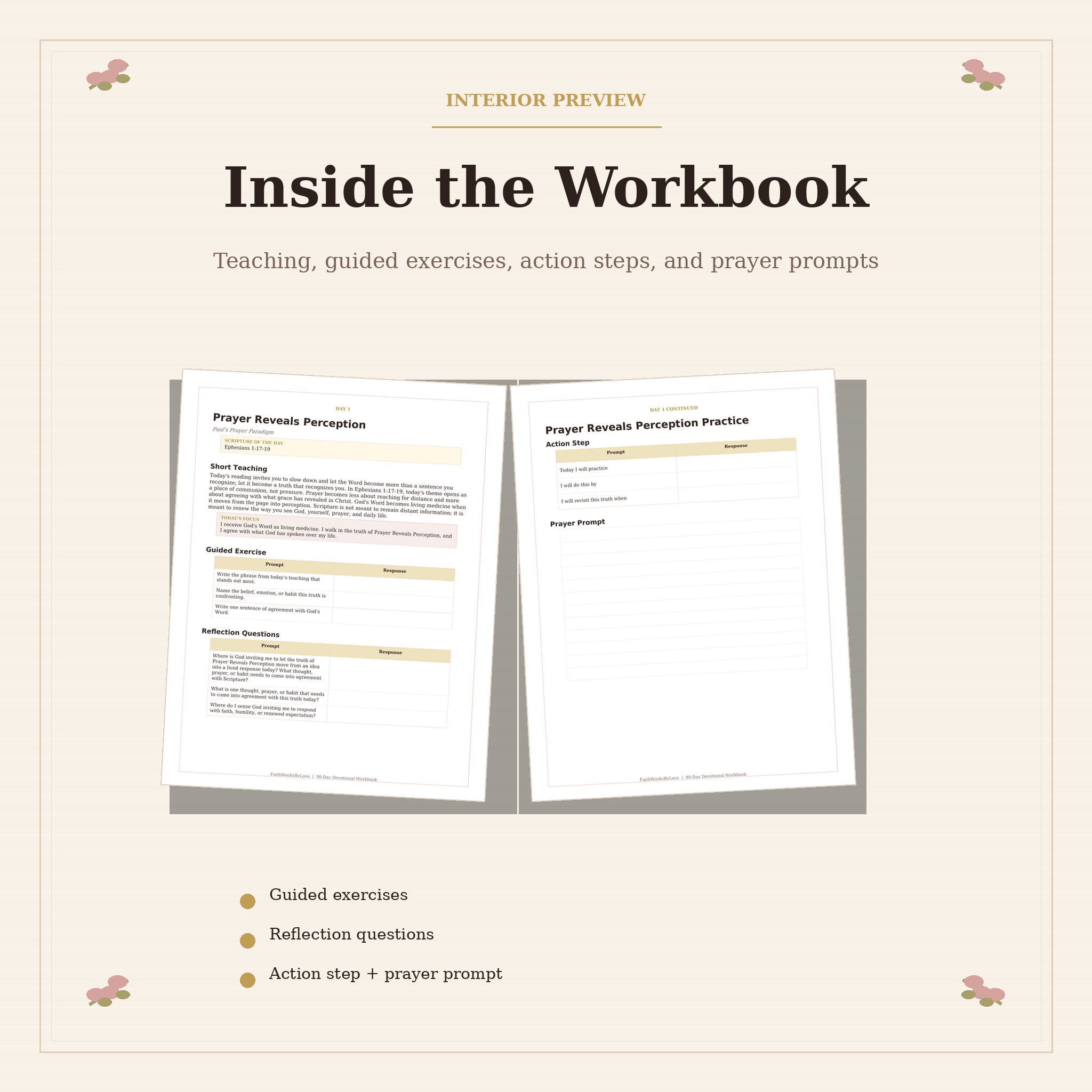 Interior preview of the devotional workbook exercises